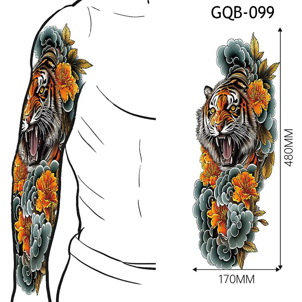 1 PC Temporary Fake Tattoo Colorful Water Transfer Stickers Waterproof Fake Tattoo Lasting Full Leg Arm Decor Body Art Paster