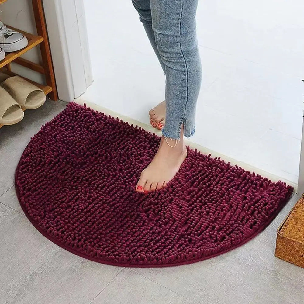 Semicircular Pet Mat Non Slip Water Absorbent Chenille Bath Mat Floor Carpet Shower Rug
