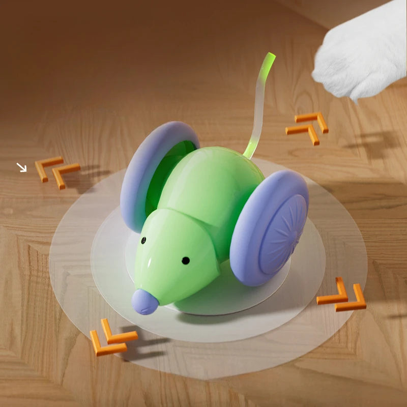 Interactive Cat Toy Electric Mouse Car Automatic Teaser kitten Pet Toys Rechargeable Intelligent Obstacle Avoidance Cat Car Toy