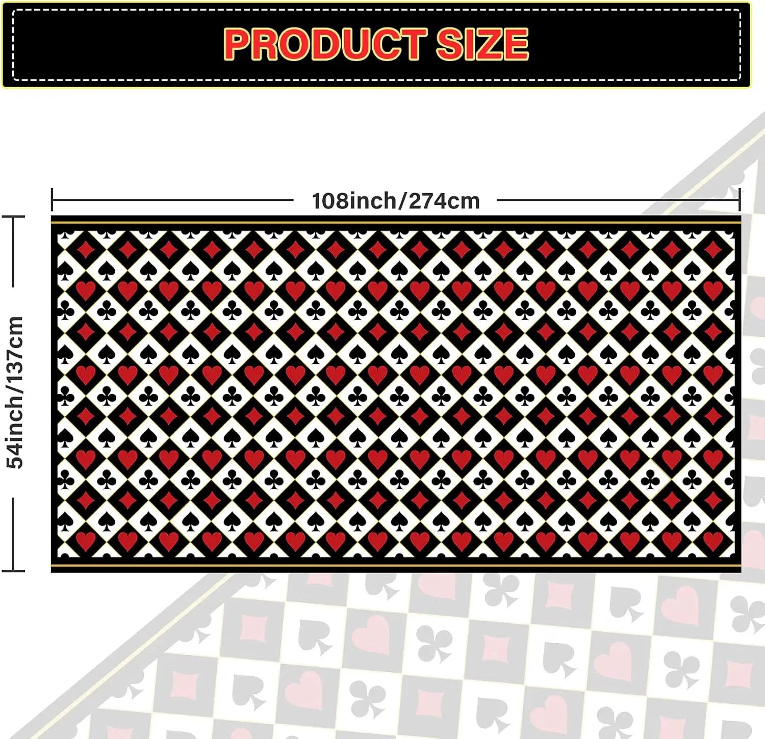 3 pcs Casino Poker Themed Party Tablecloths Poker Plastic Disposable Table Cover for Picnic Birthday 54 x 108 Inches