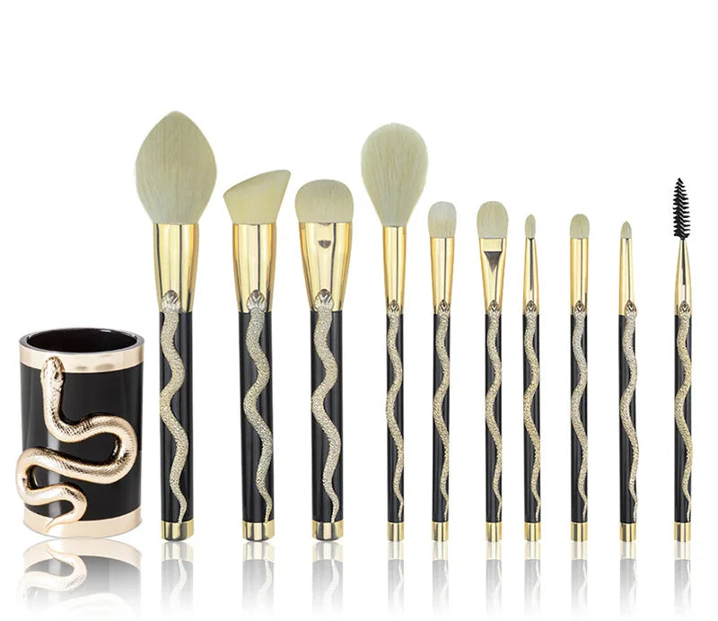 Snake Makeup Brushes Set Concealer Contour Eye Shadow Cosmetics Brushes Blushing powder Blending Brush kit 10pc for make up