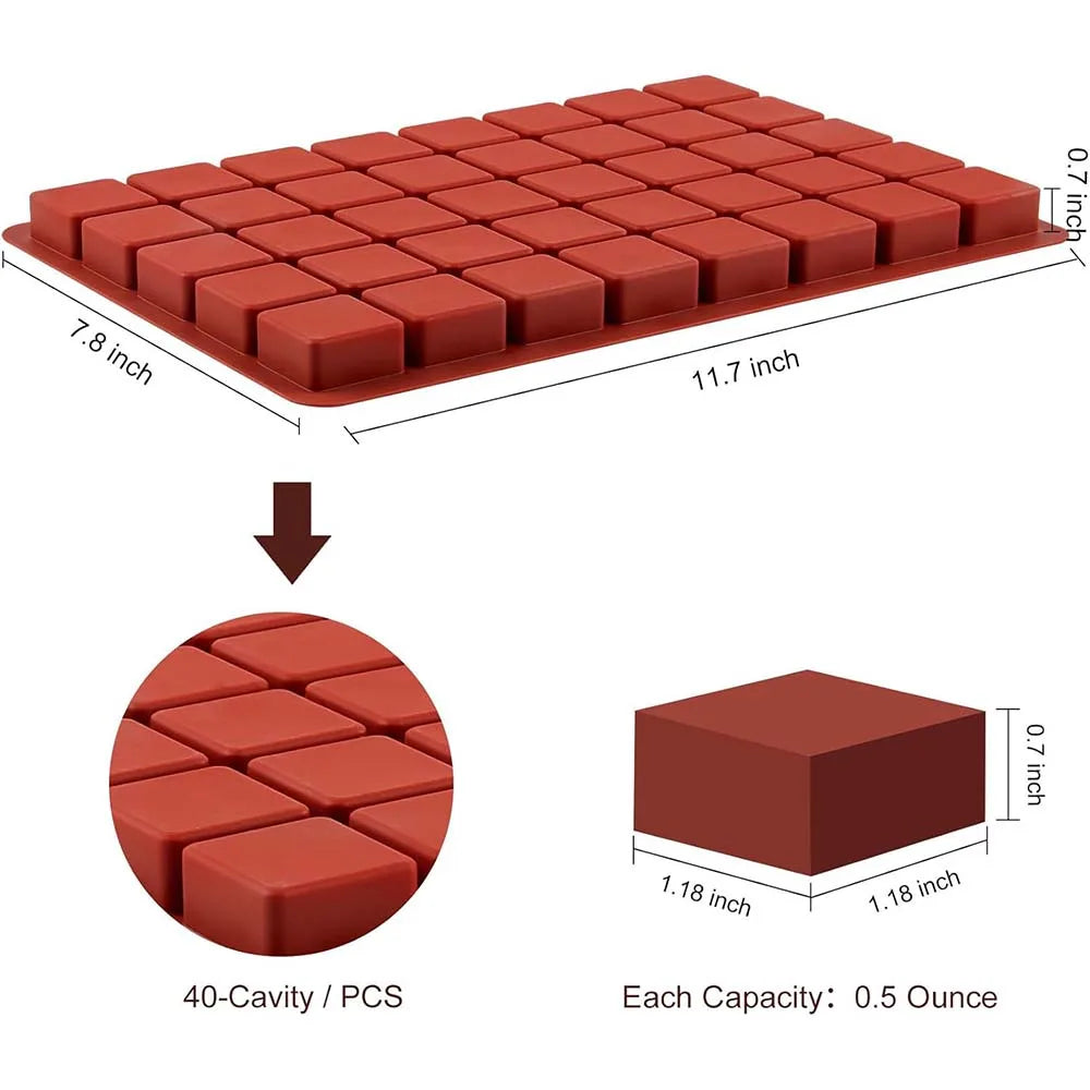 40 Cavity Square Silicone Mold Mini Candy Chocolate Gummy Ice Cube Jelly Truffles Pralines Ganache Moulds Cake Decorating Tools