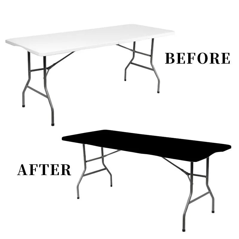 1Pc 4ft 6ft Spandex Table Cover, Waterproof Stretchy Fabric Table Top Cover, Washable Elastic Universal Rectangle Tablecloth
