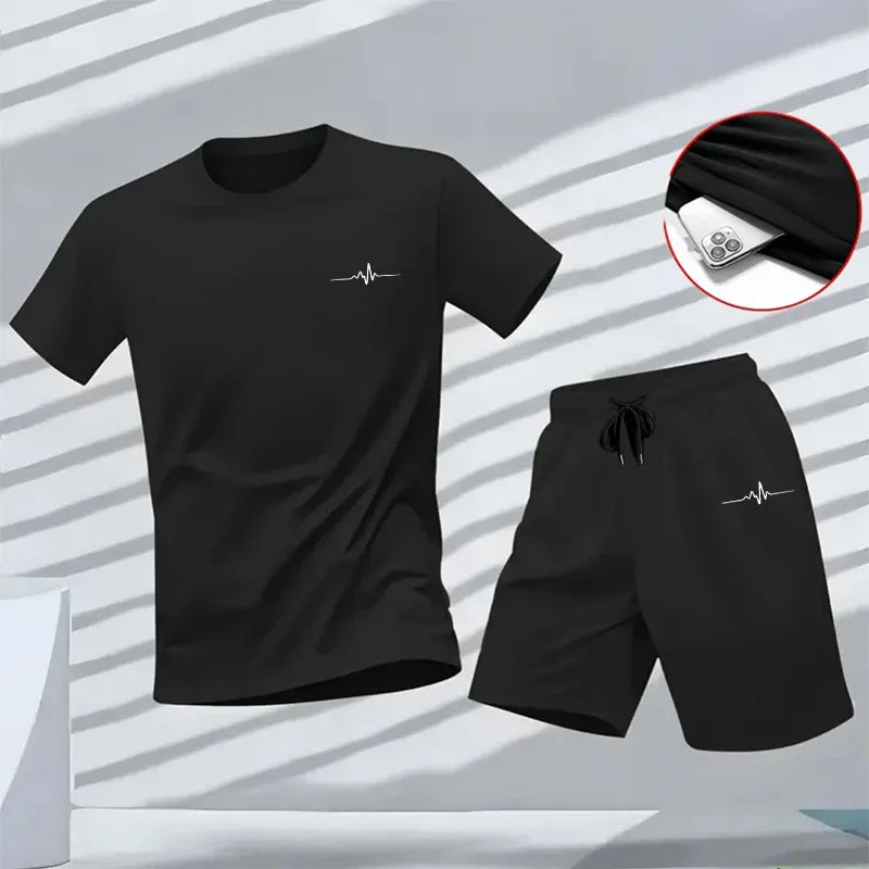 Daily Men's Tracksuit 2026 Two-piece Set Versatile Shorts-sleeved T-shirt and Sport Short Casual Quality Summer Outdoors Jogging