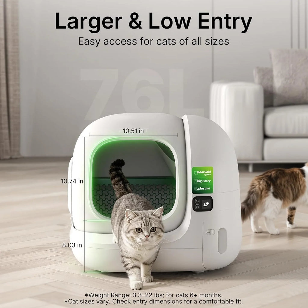 Purobot max 3 Self Cleaning Cat Litter Box,Odor Free&Leak Control&Low Entrance For Large & Multi Cats, Custom
