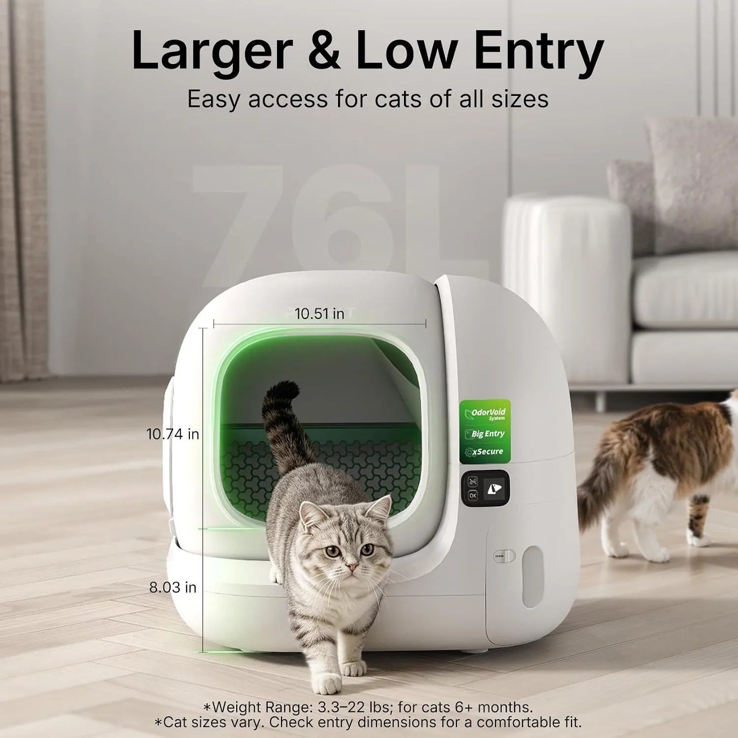 Purobot max 3 Self Cleaning Cat Litter Box,Odor Free&Leak Control&Low Entrance For Large & Multi Cats, Custom