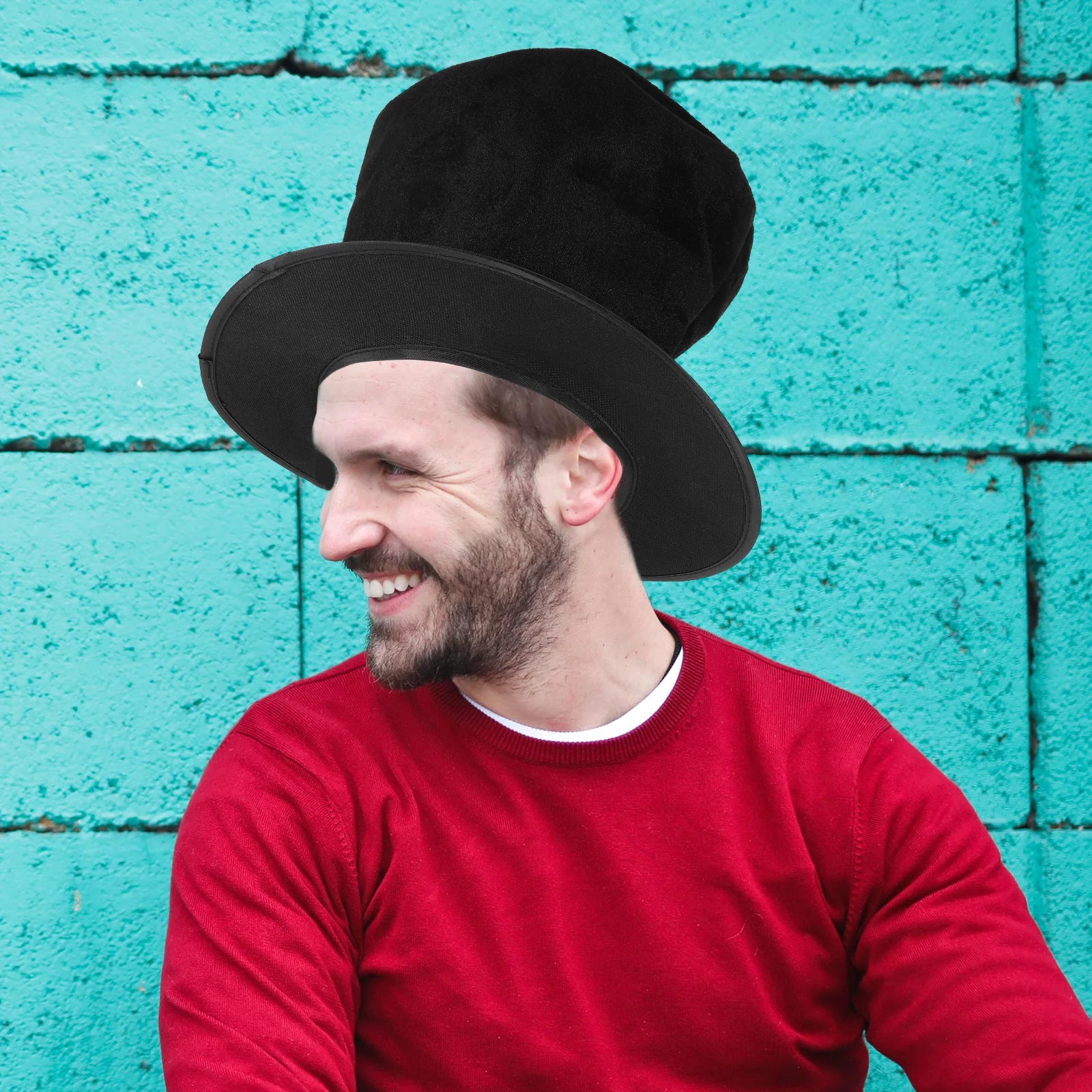 Top Hat: Black Wool Flat Top Wide Brim Vintage Formal Costume Hat For Men Women Jazz Magician Cosplay Accessory