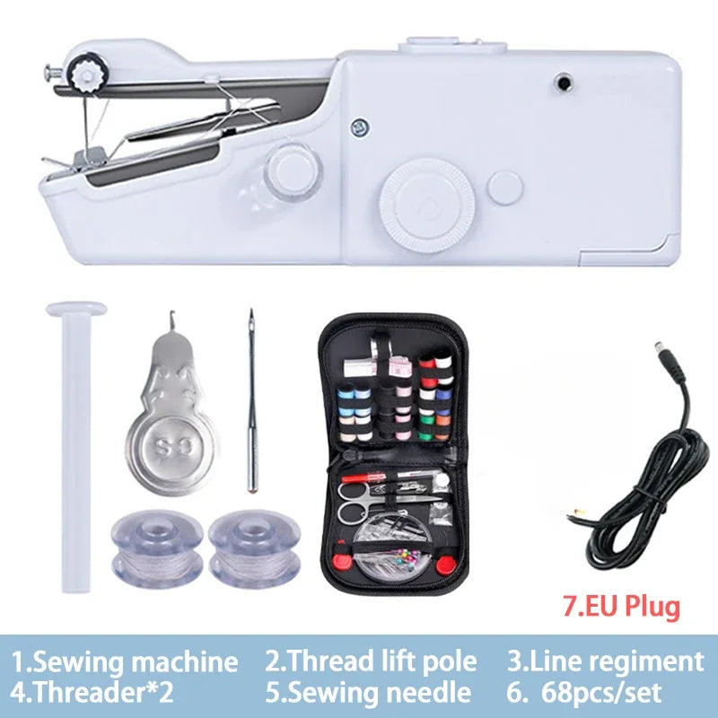 Portable Manual Sewing Machine Handheld Rope-free Electric Quick Build DIY Apparel Supplies Arts Crafts Home Garden Embroidery
