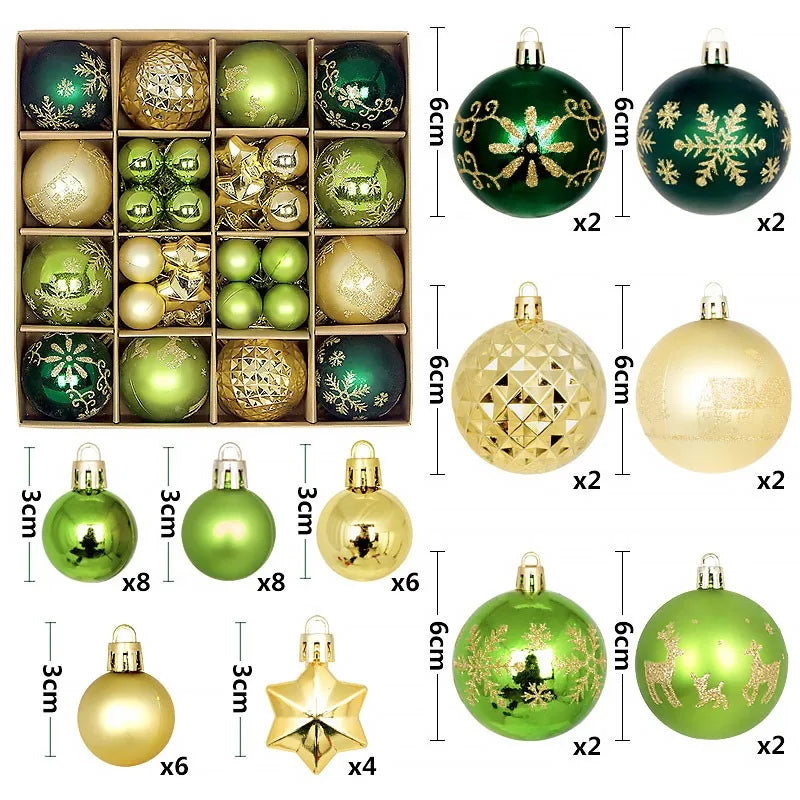 44Pcs 3-6CM Christmas Ball Merry Christmas Tree Topper Decoration for Home Decor Holiday New Year 2026 Navidad Gifts Supplies