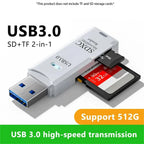 2-in-1 USB 3.0 High Speed Card Reader TF Memory Card Adapter Portable USB Flash Drive Design for PC Laptop Office Accessories