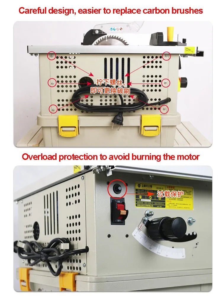 Dust-free Saw 165-10 Multifunctional Small Sliding Table Floor Electric Saw Woodworking Decoration Miter Saw