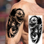 1 Sheet Bad Guy Robber Poker Temporary Tattoos For Men Women Gangster Joker Rebel Waterproof Realistic Fake Tattoo Arm Stickers