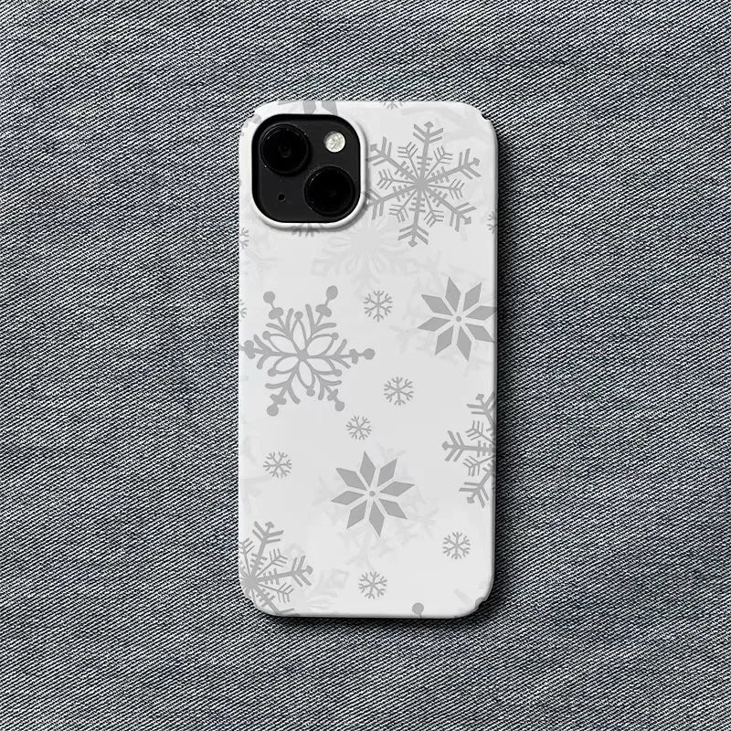Grey White Snowflakes Falling Case for IPHONE 17 16ProMax 15 14 13 12 11 PRO Plus Acrylic TPU Two in One Magnetic Phone Cases