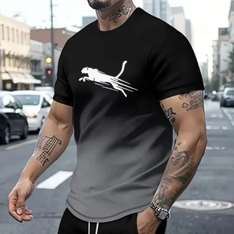 Animal Leopard 3d Print Sports Quick Dry Breathable Men T Shirt Street Casual Fashion Loose Fitness Running Short Sleeve Summer