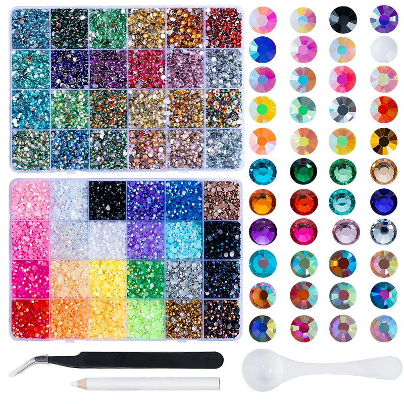 DUCRYSTAL 24 Color 3/4/5mm Resin rhinestone Non-Hotfix jelly AB Bulk Crystal Flatback stone glue on DIY Decoration Nails Crafts