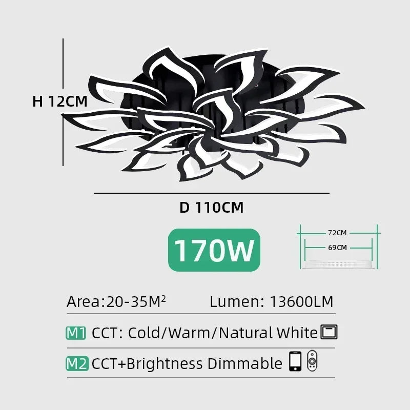 Designer LED Petal Chandelier Living Room Bedroom Kitchen Modern Lamp Home Interior Lighting Luxury High-end Decoration Fixtures