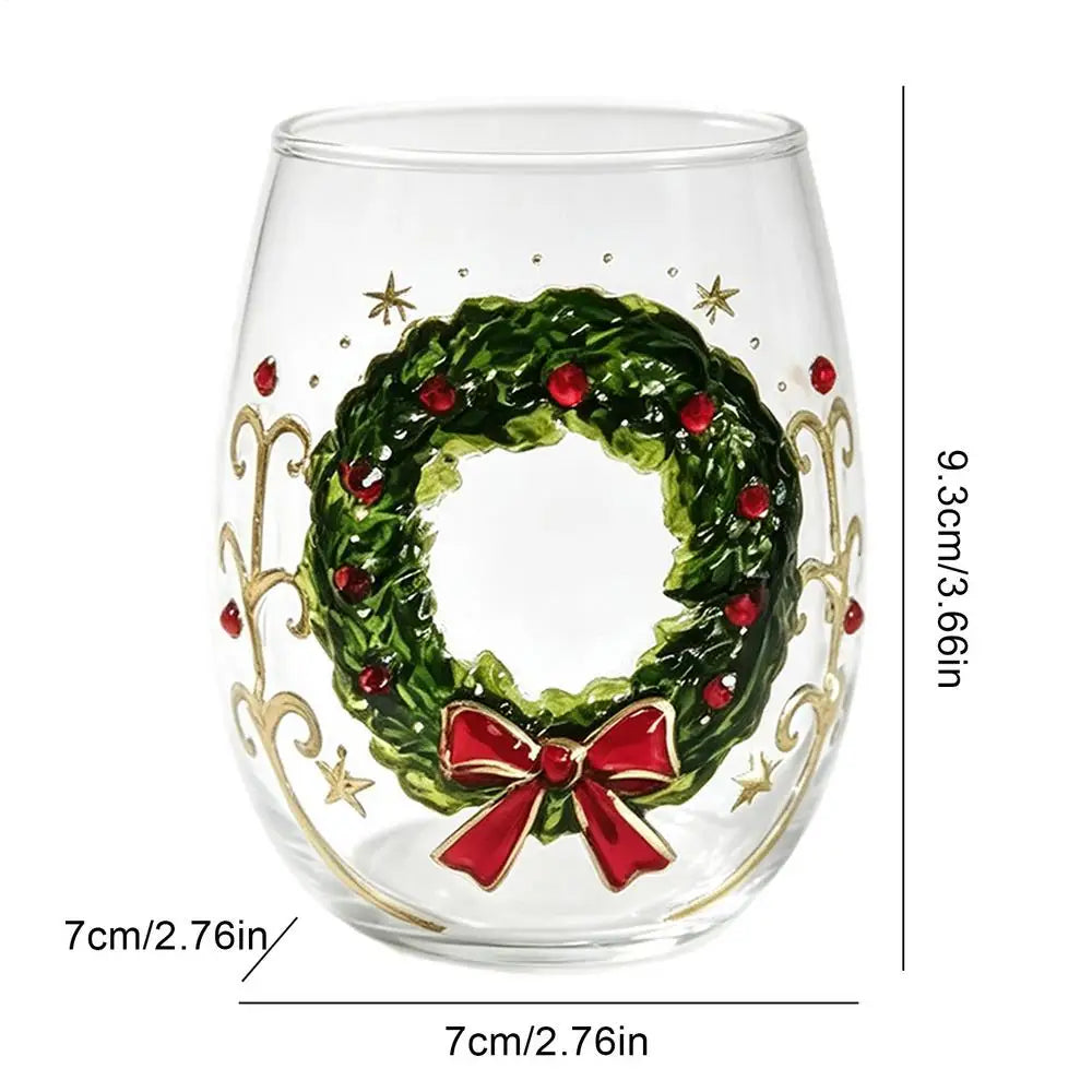 Wine Glasses Shiny Lead-Proof Seasonal Decoration Christmas 3D Santa Drink Glass for Tea Juice Cocktail Water Soda Beer Milk