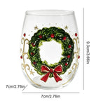 Wine Glasses Shiny Lead-Proof Seasonal Decoration Christmas 3D Santa Drink Glass for Tea Juice Cocktail Water Soda Beer Milk