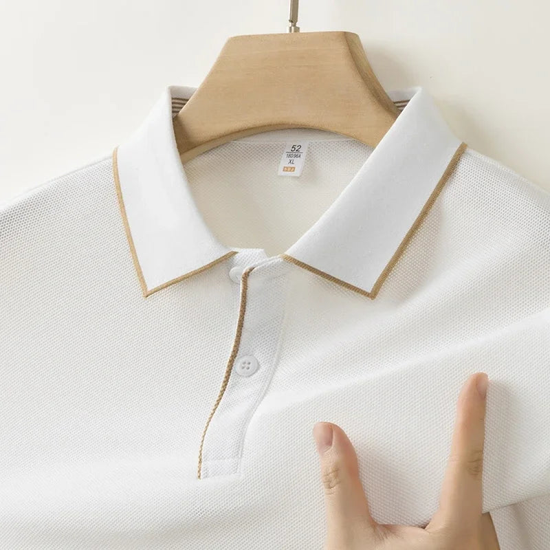 2026 New Men's Business Casual Short Sleeved Shirt Solid Color Polo Shirt Fashionable Breathable Comfortable Versatile Top