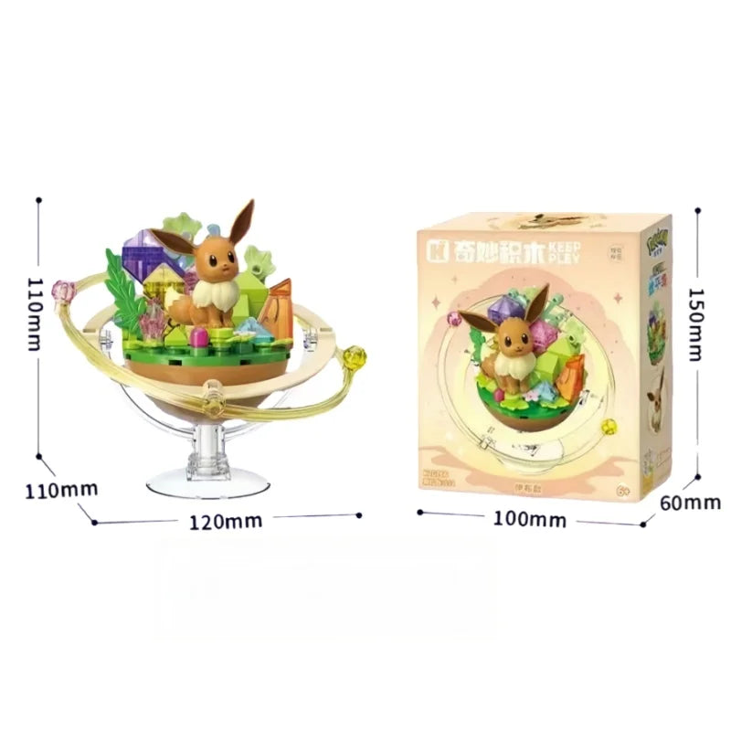 New Keeppley Original Pokemon DIY Building Blocks Toys Cartoon Eevee Family Planet Series Assembly Model Ornaments Toy Fans Gift