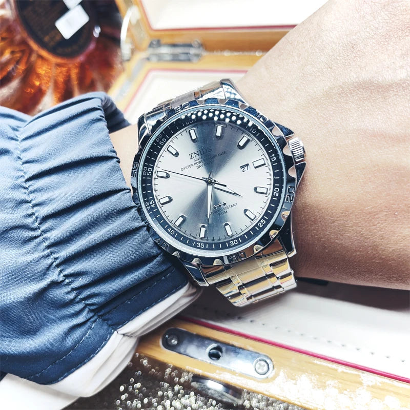 Men's Sports Watch, Waterproof Stainless Steel Strap, Quartz Wristwatch with Luminous Watch, Date Display, Round Case, Men's Casual Business Watch, 2026 New Fashion Casual Watch, Best Gift for Men