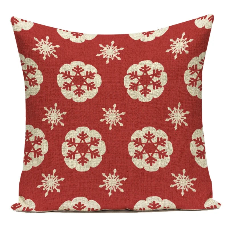 Merry Christmas Cute Cartoon Decorative Pillows Case Santa Christmas Tree Deer Snowman Polyester Cushion Cover For Bed Room