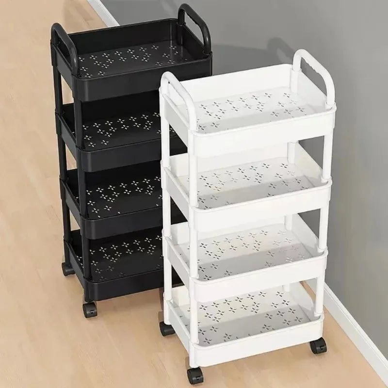 5-Tier Mobile Trolley Storage Rack Rolling Cart Floor Shelf with 360° Wheels for Kitchen Bathroom Fruit Vegetable Snack Holder