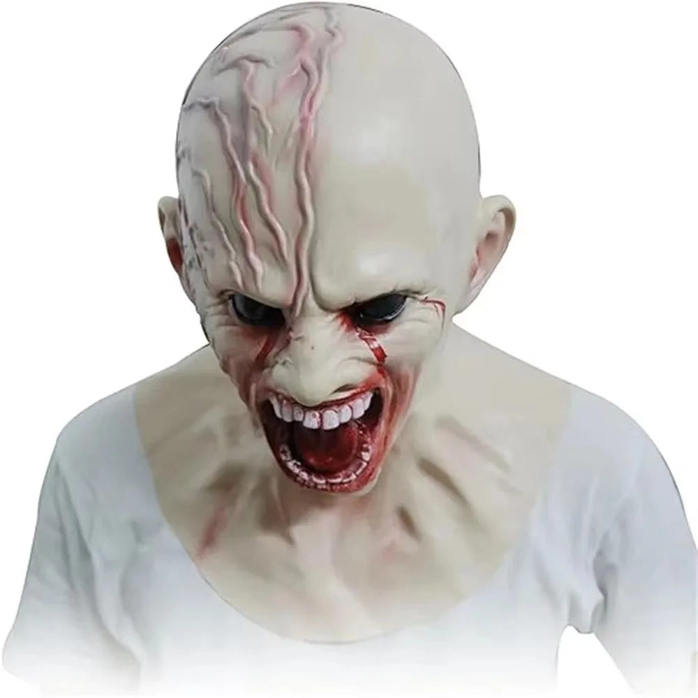 Mask Creepy Halloween Props Scary Realistic Face Mask For Adult Party Cosplay Costume Horror Props Scary Halloween Cosplay Mask