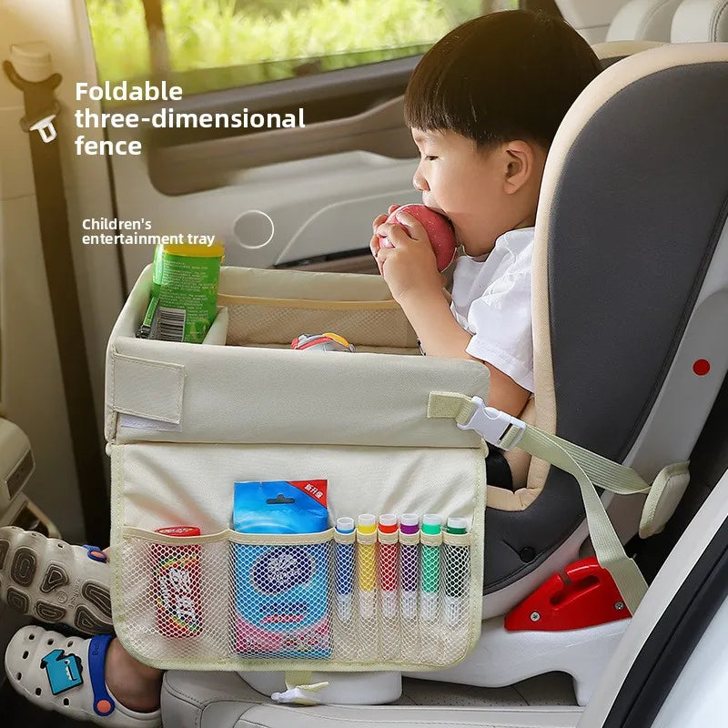 Car Kids Safety Seat Tray Multifunctional Waterproof Meal Storage Table Baby Stroller Tray Board for Toddler Travel