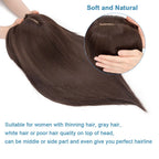 Benehair 14'' Striaght Hair Toppers with Side Bangs for Women Synthetic Hairpieces Adding Hair Volume Topper Clip Hair Extension