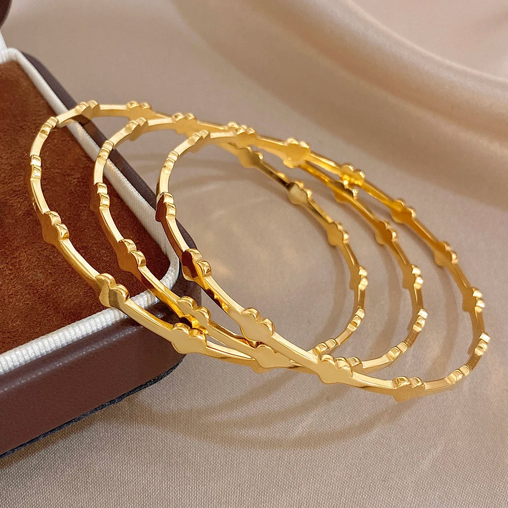 Greatera Three-piece Set of Heart-shaped Spliced Stacked Fine Bracelet Classic 3pcs 68mm Diameter Valentine's Day Bangle Gifts