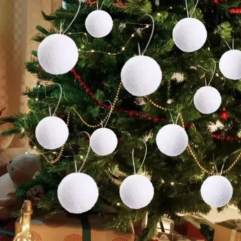 4/6/8cm White Christmas Balls Decoration Christmas Tree Hanging Accessories New Year Gift Box Navidad DIY Party Home Room Decor
