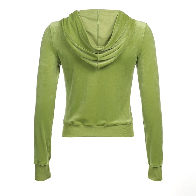 Women Velvet Zip Up Crop Hoodie Jacket + Long Pants Y2K Casual Hoodies Sweatshirt with Pocket Autumn Winter Loungewear Outfits