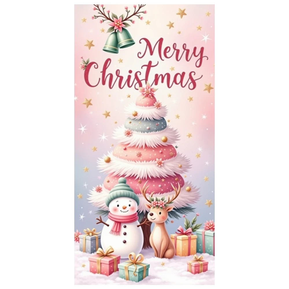 Christmas Door Cover Decorations Santa Claus Send Gift Background Banner for Indoor Outdoor Home Porch Holiday Decor Supplies