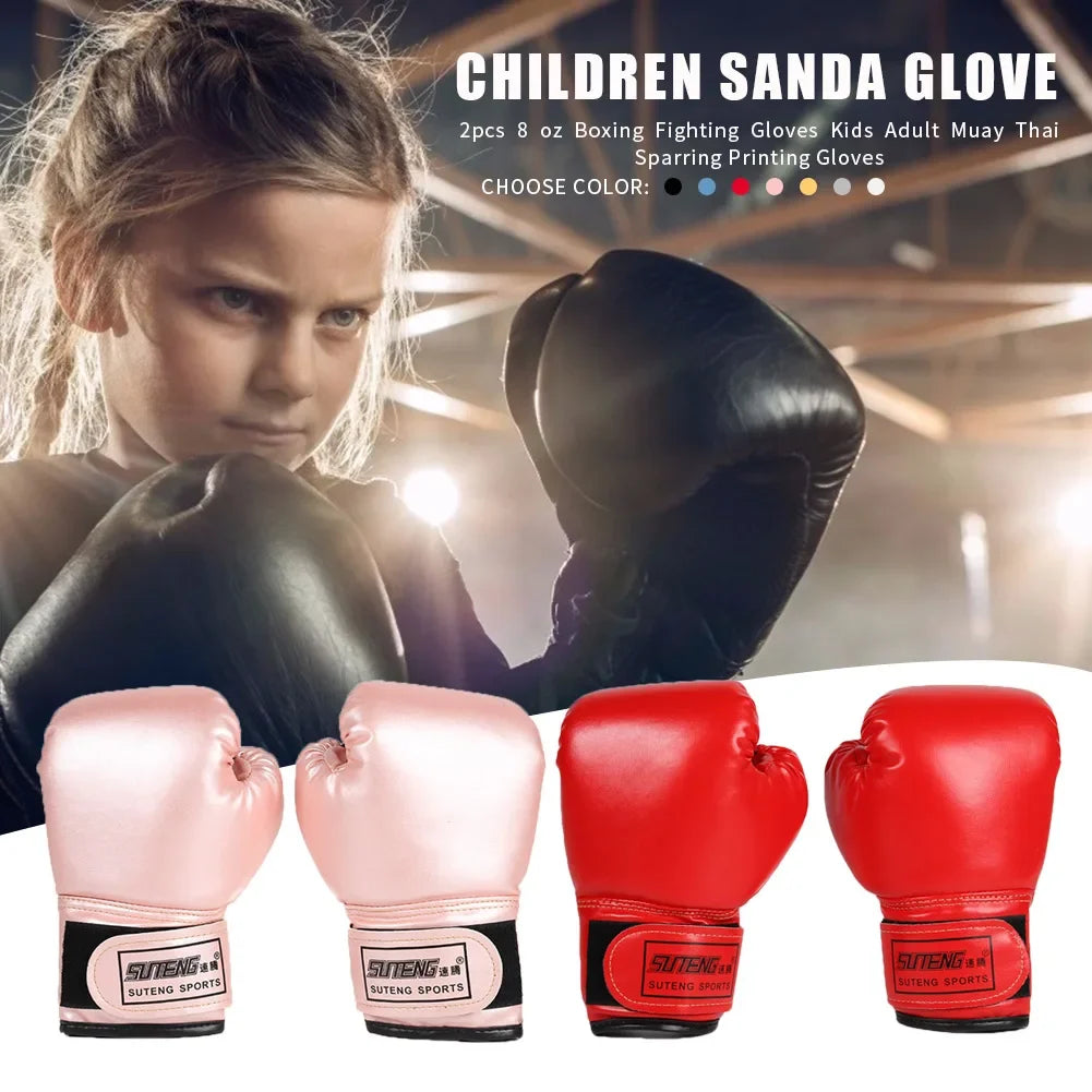 1Pair Kids Boxing Gloves PU Leather MMA Fighting Gloves Punching Bag Kickboxing Thai Gloves Professional for Kids Child Training