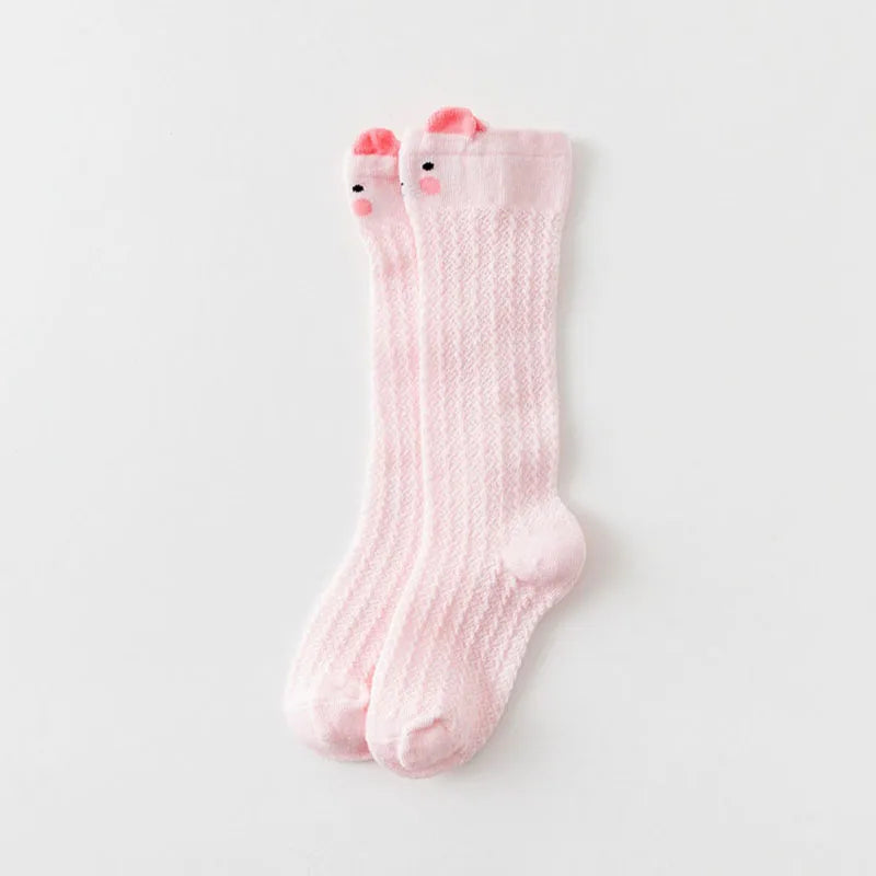 Summer Baby Socks Outdoor Anti-mosquito Newborn Infant Mesh Knee High Socks Cute Animal Cotton Breathable Kids Long Socks