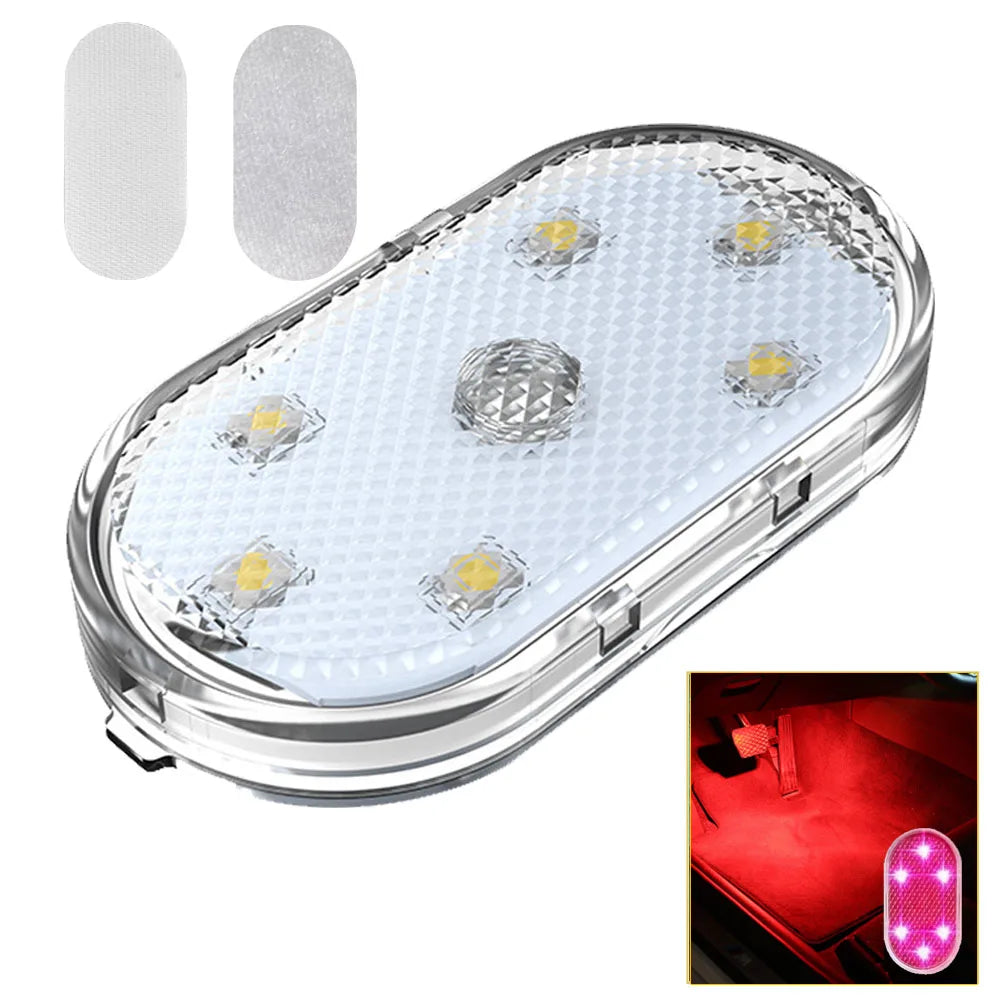 1pc Car LED Light Interior Lighting Atmosphere Lamp for Armrest Box Trunk Switch Touch Control Wireless Mini LED Foot Lights
