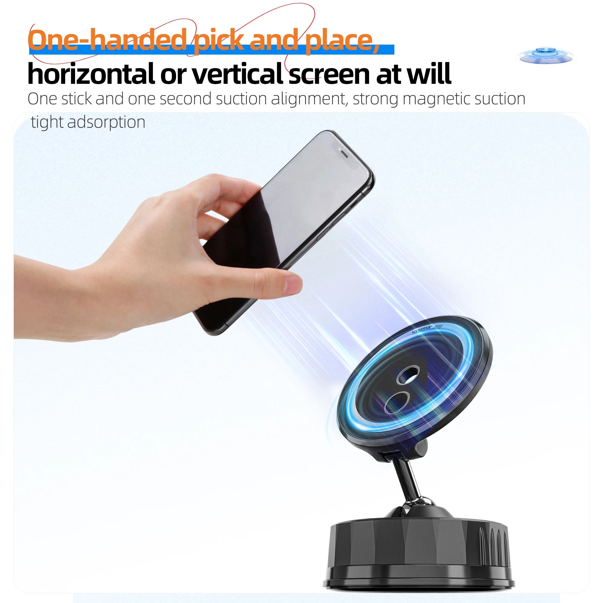 Magnetic Phone Holder Rotatable Phone Holder Foldable Design, Vacuum Suction Cup Perfect for Car Dashboard for Phone 12-16