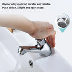 Time Delay Basin Sink Faucet Copper Alloy Push Switch Water Saving Tap for Home Kitchen Bathroom Hotel