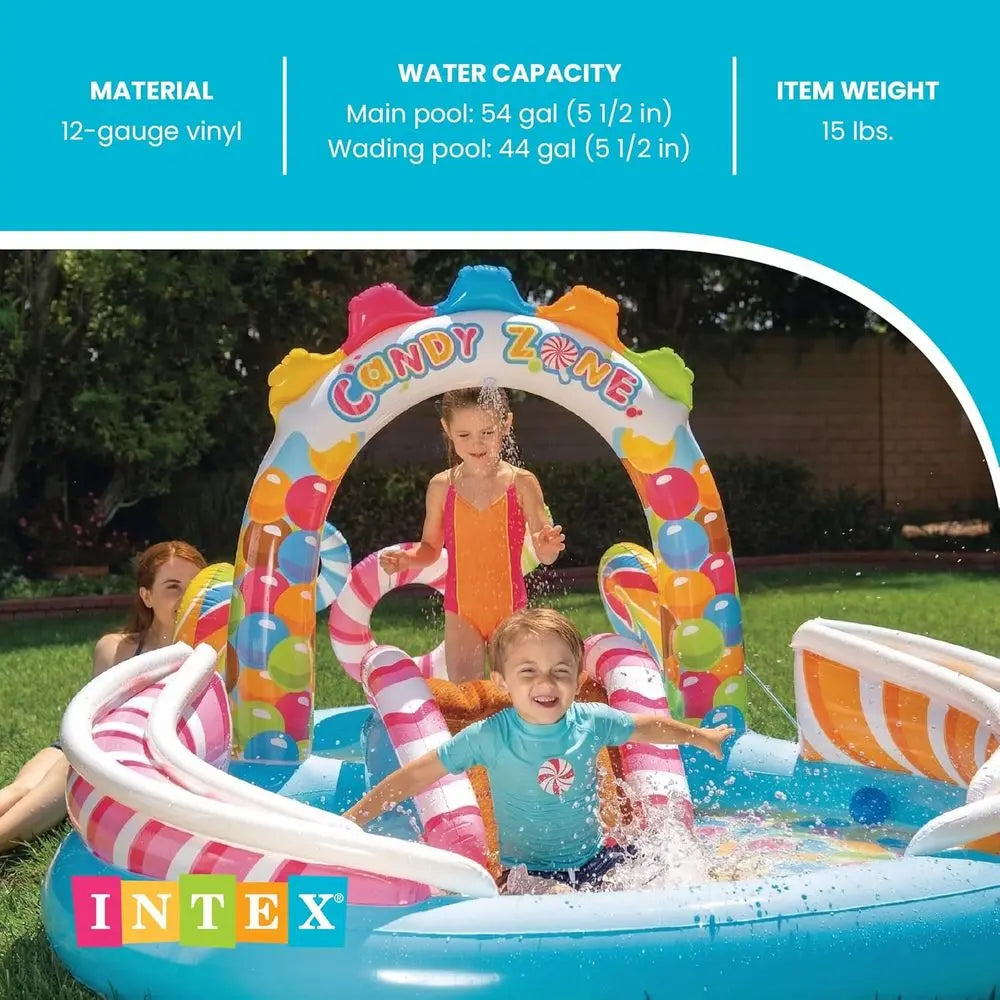 Kiddie Pool with Sprayer and Slide - Splash Pad for Ages 3+ - 116 x 75 x 51