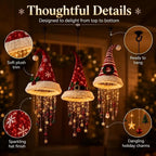 Christmas Lighted Santa Hat with Snowflakes Christmas Tree Pendant Hanging Lantern Xmas Decoration for Home New Year Party Gifts