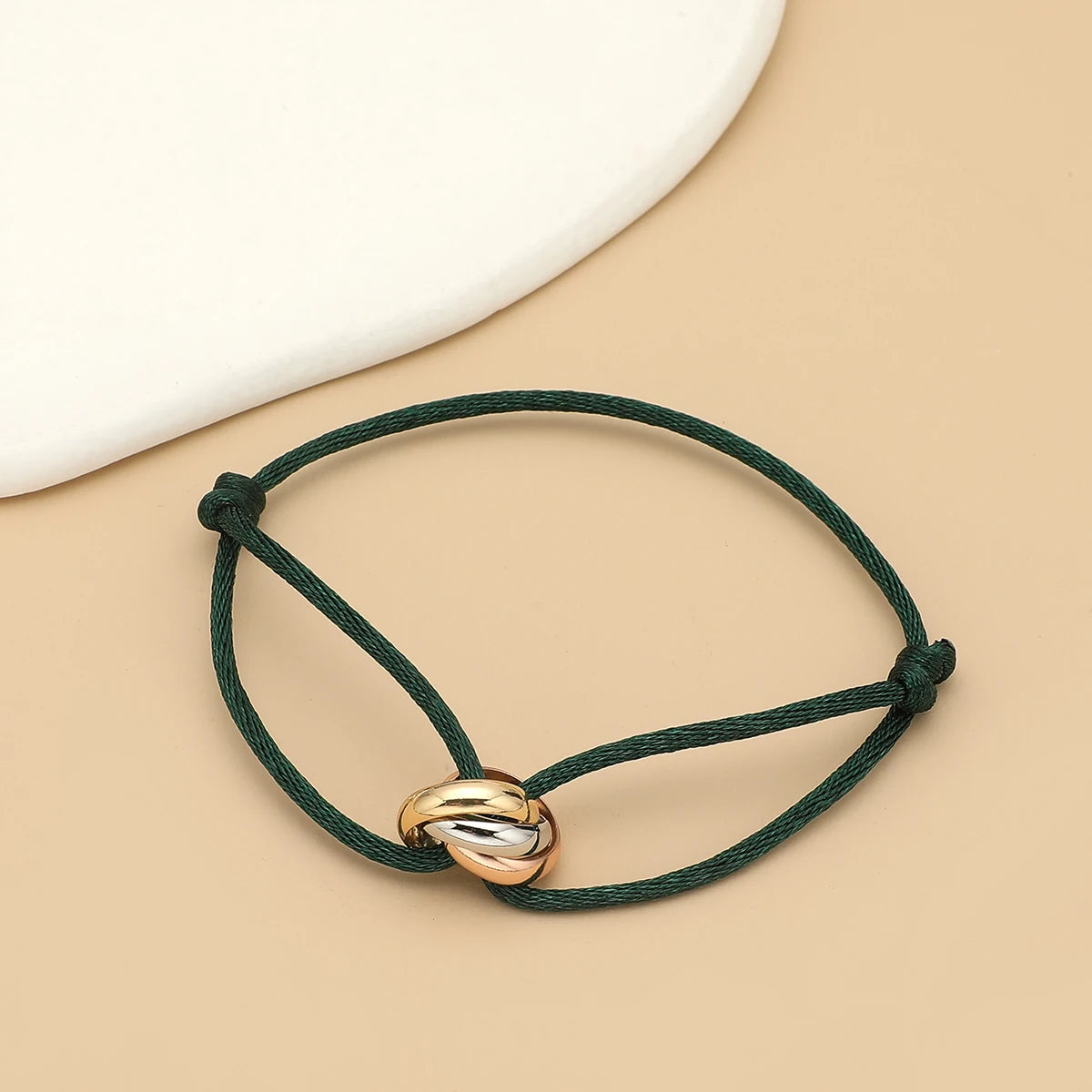 Simple Fashion Unisex Bracelet 3 Metal Round Circle Accessory Adjustable Men's Rope Bracelet for Women Jewelry Gifts