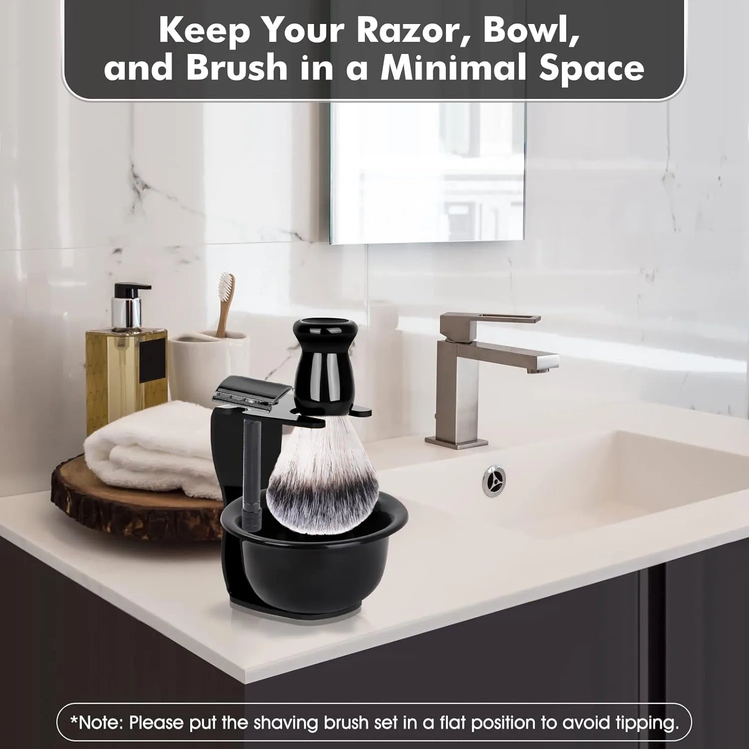 Professional Shaving Kit for Men - Shaving Bowl, Brush, Razor Stand & Blades, Essential Grooming Tools for Barbershop & Home Use