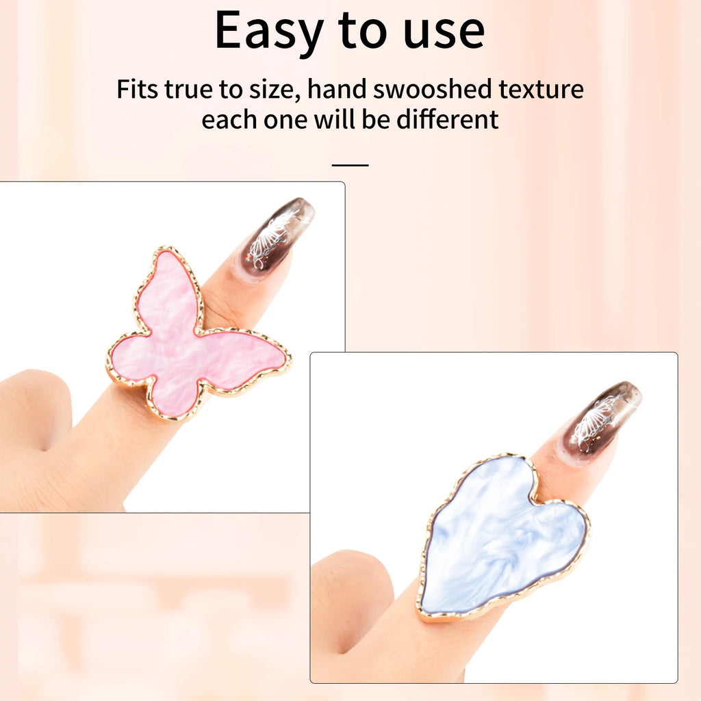 Mini Resin Fingerring Design Plate For UV Gel Polish Blending Heart Shape False Nails Display Stand False Eyelash Glue Tray Tool