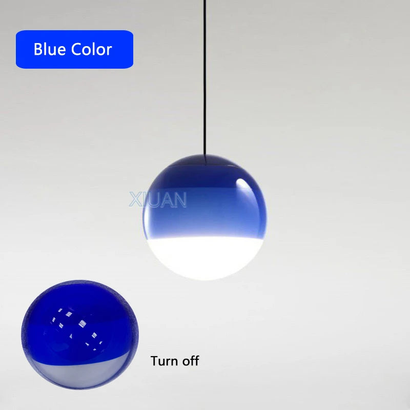 Creative Colorful Glass Pendant Lamps 15cm 20cm Green Pink Gray Round Ball Suspension Hanging Light for Restaurant Dining Room