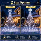 Christmas Snowflake Waterfall Lights Solar Powered 200/290LED 8 Modes Curtain Garland for Tree Window Garden Patio Holiday Decor