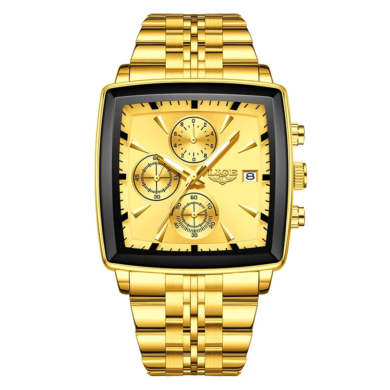 LIGE Luxury Brand Couple Watches Stainless Steel Waterproof Luminous Quartz Watch Fashion Simple Lovers Gifts for Men and Women