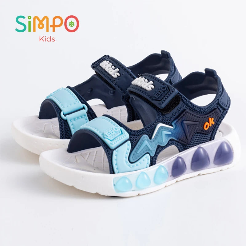 1 Pair Sport Sandals For Boys And Girls Summer Outdoor Soft Bottom Breathable Lightweight Casual Beach Shoes With Hook & Loop
