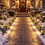 12 Pack Mini Solar Christmas Pathway Lights Outdoor Garden Lantern Stakes LED Waterproof Walkway Yard Decoration Holiday Lights