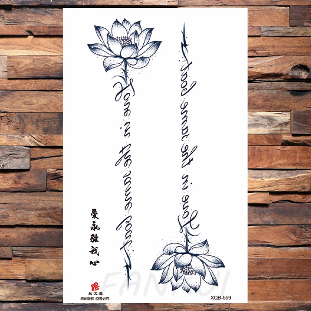 Watercolor Rose Flower Temporary Tattoo For Women Kids Girls Cherry Fake Tattoos Sticker Sexy Lotus Henna Waterproof Tatoo Waist